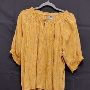 Elegant Mustard Floral Blouse